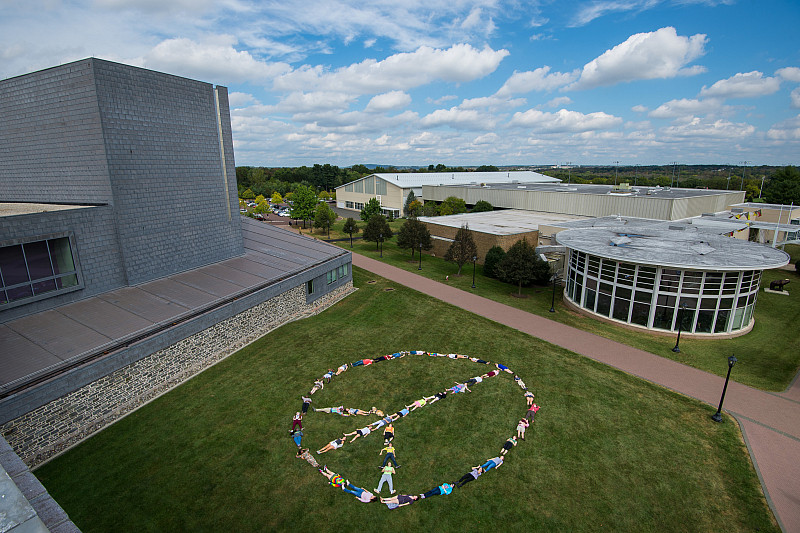 student peace sign