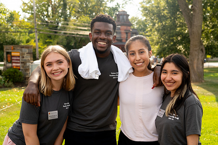 Four student Resident assistants at Orientation