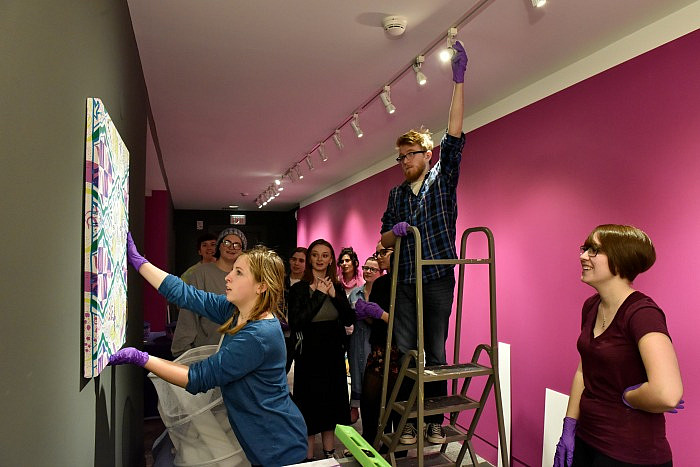 Ursinus students minoring in museum studies curate the Berman Museum exhibition, Natessa Amin: Dancing on the Water Tank.