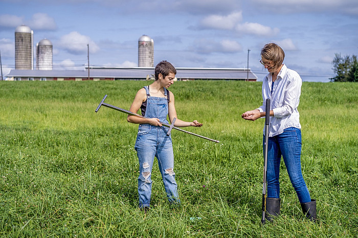 Madison Moses '20 (left) and Professor Denise Finney work at the Whittaker Environmental Research Station. Students are now able to minor...