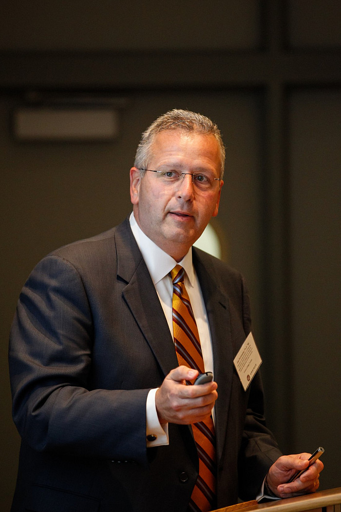 Dr. Joseph DeSimone speaks at a science symposium at Ursinus College.