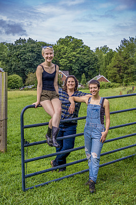 From left: Jess Greenburg '21, Director of Sustainability Kate Keppen, and Madi Moses '20 (August 2018)