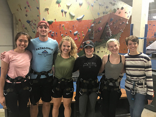 2019-2020 Sustainability Fellows went rock climbing as a team-building activity during training week