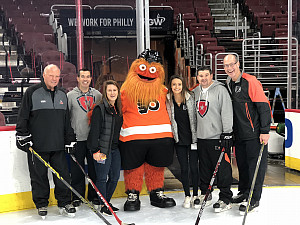 Jillian Falduto '19, an Applied Economics major, interns with the Philadelphia Flyers.