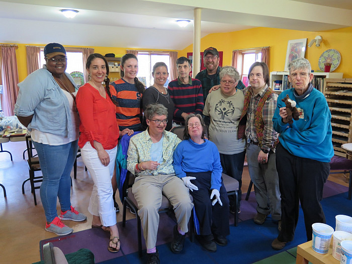 Camphill villagers, coworkers, and volunteers in the Mosaic studio