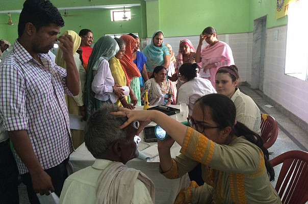 Trisha at a rural village in India helping provide eye care for those who cannot travel to the main hospital in New Delhi.