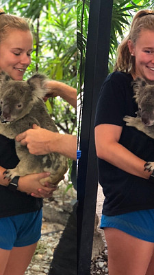 Student holding a Koala in Australia